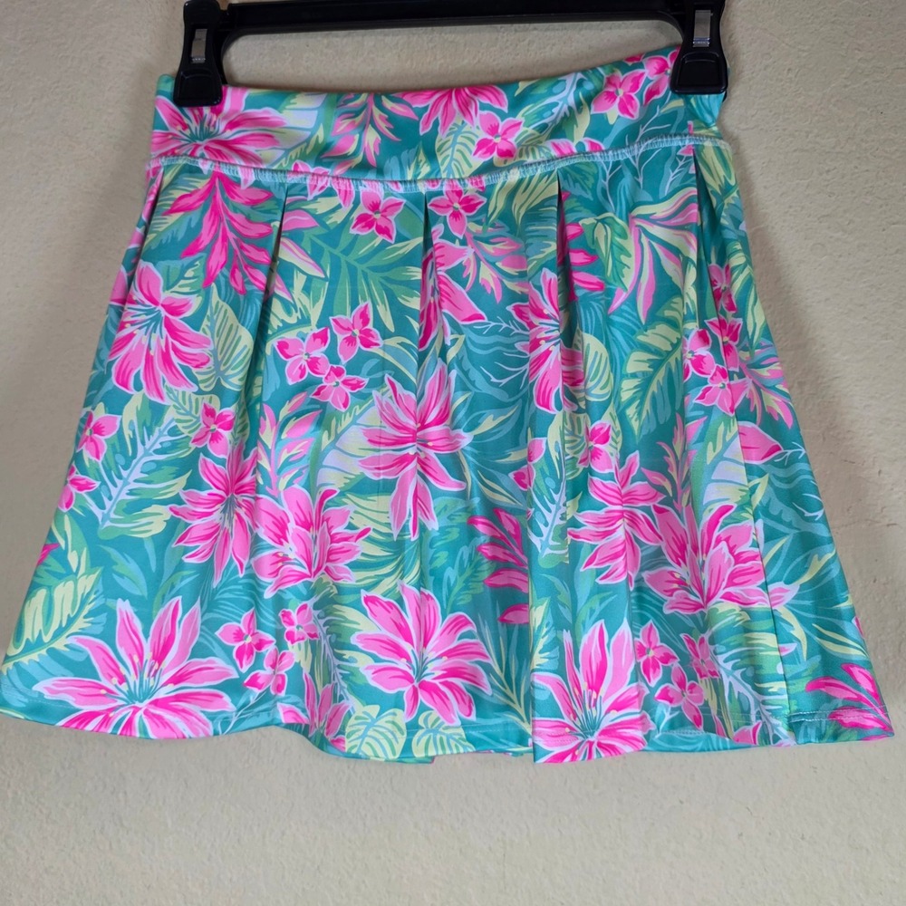 Tommy Bahama Active Girls Large 10-12 Tropical Floral Pleated Skort Pink tennis